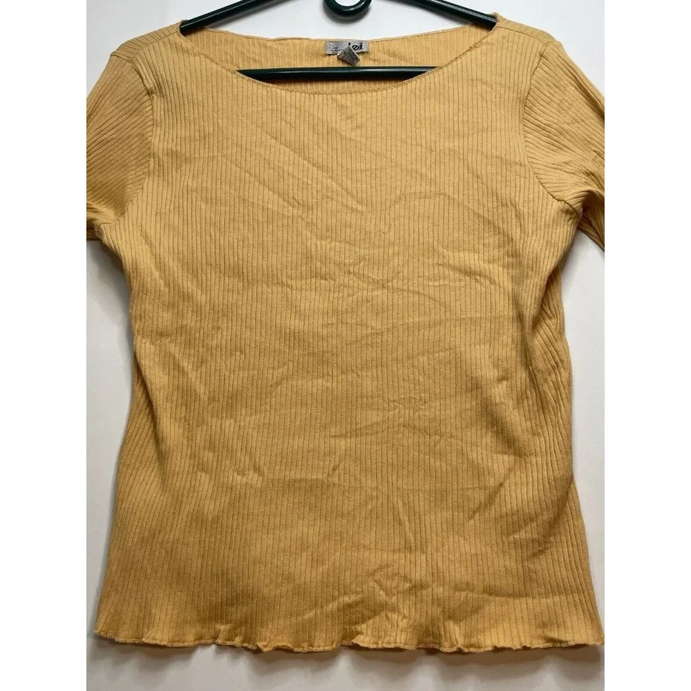 L.E.I. long sleeve shirt womens XL ribbon boat collar LEI L4F27000 tan new - Picture 6 of 11